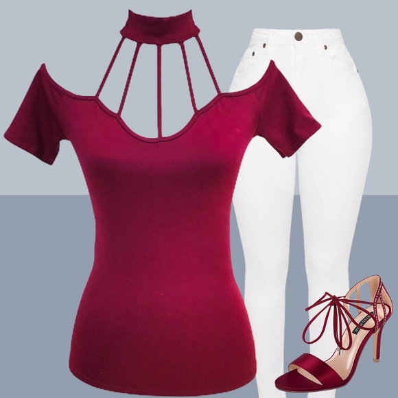 IDA FASHION Tops - Sexy Caged Turtleneck Cold Shoulder Top